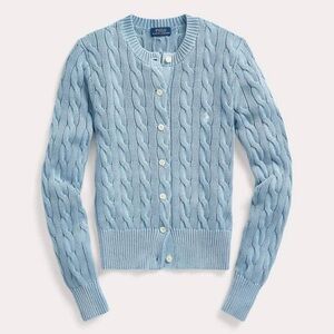 Ralph Lauren Women's Light Blue Cable Knit Cardigan